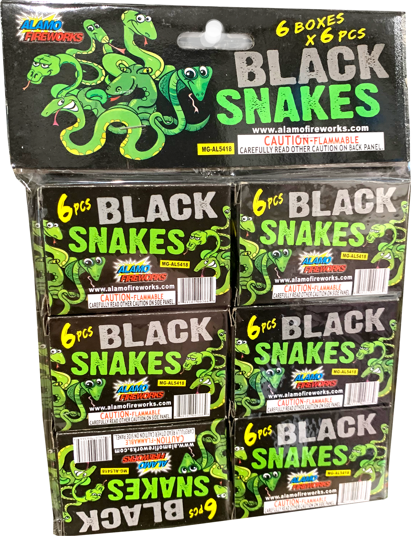 Black Snakes 6-Pack | Novelties | Alamo Fireworks