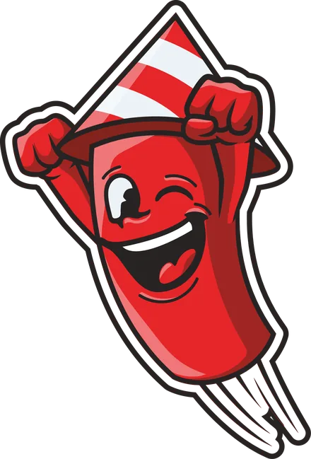 Davey the Rocket, the Alamo Fireworks mascot